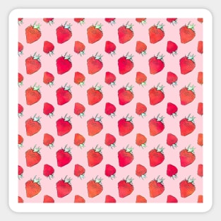 Red Strawberries Pink Pattern Sticker